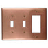 Cobre crudo - Placa de pared con 2 interruptores y 1 interruptor basculante