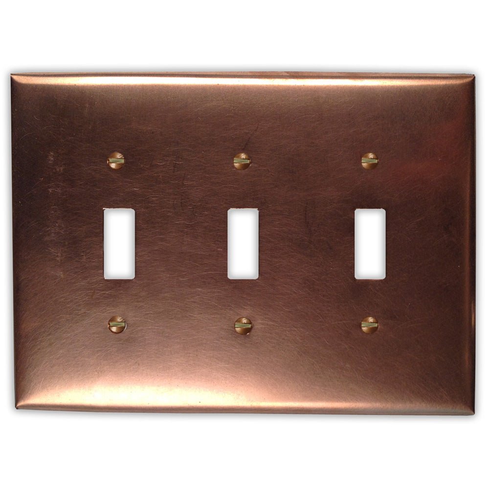 Placa de pared de cobre crudo con 3 palancas