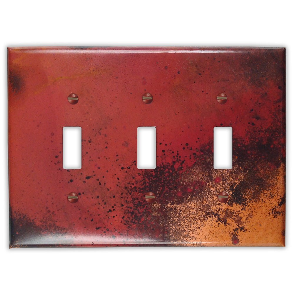 Placa de pared con 3 palancas de cobre rojo y negro