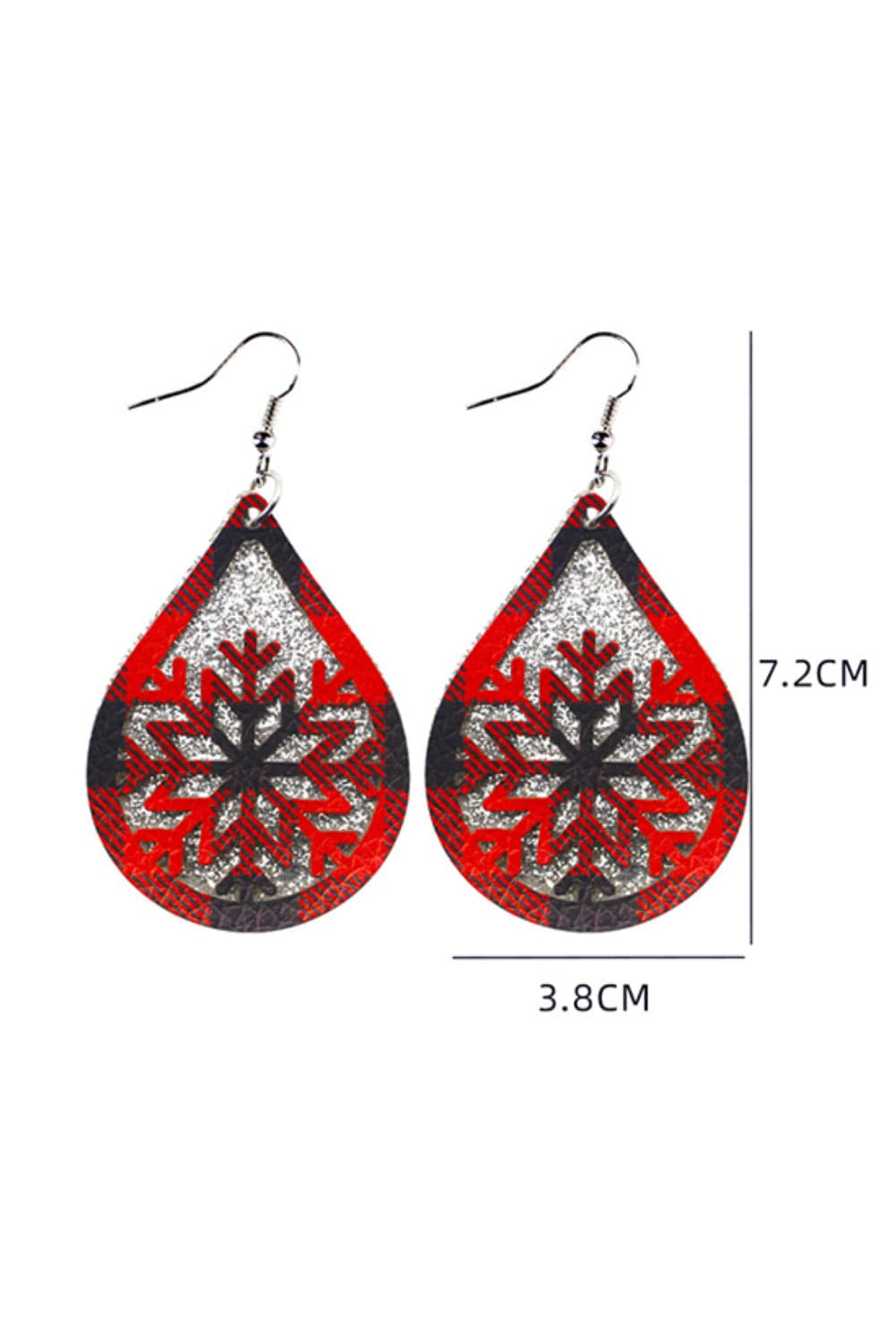 Festive Red Plaid Snowflake Dangle Earrings