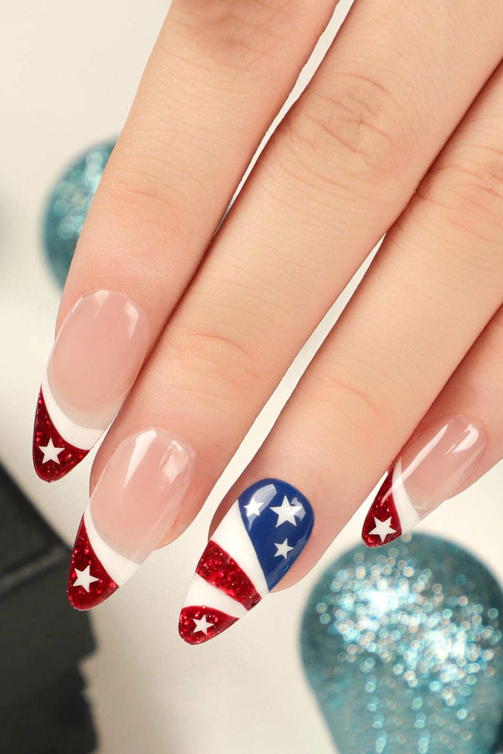 Patriotic Red Flag Nail Stickers for Flag Day