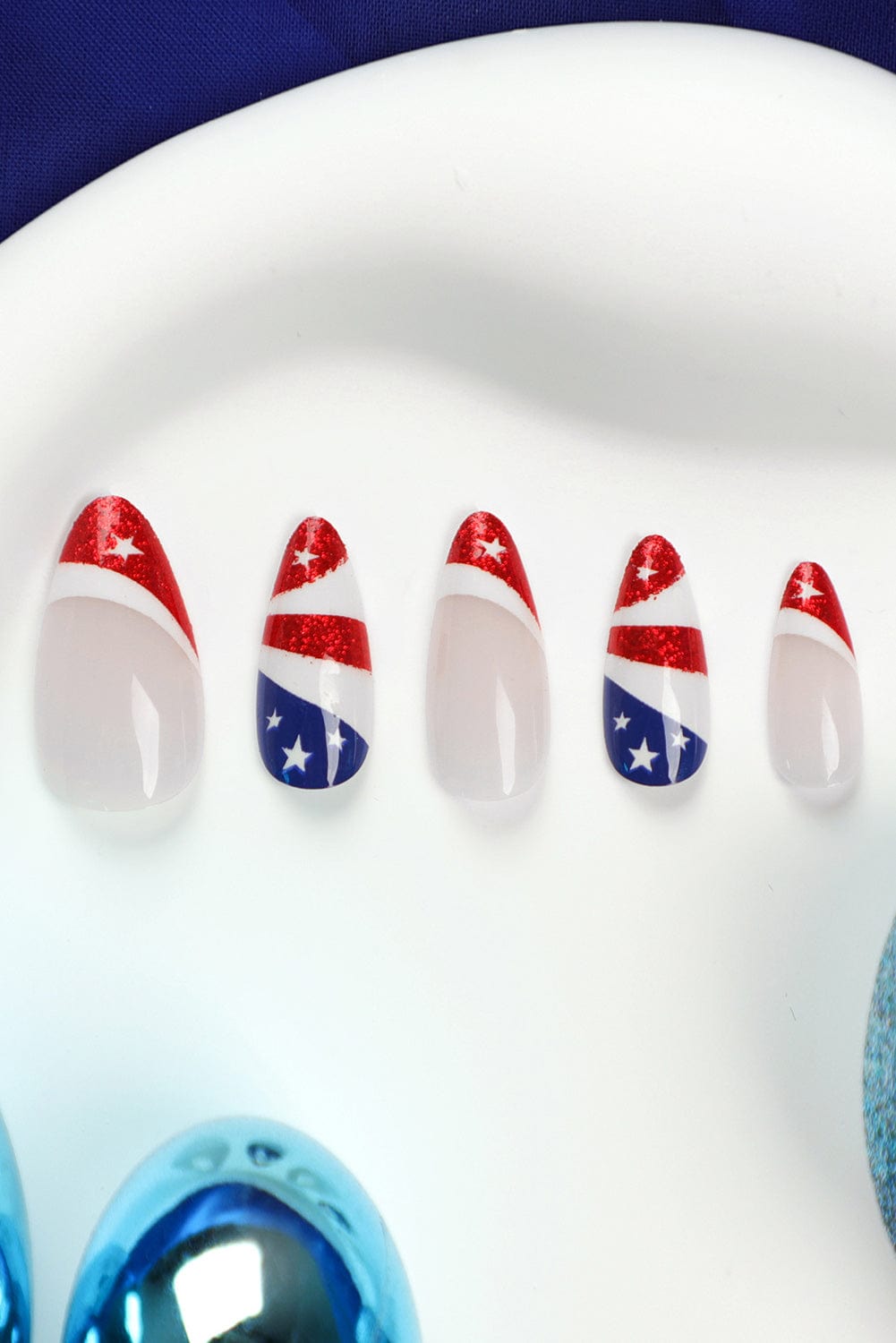 Patriotic Red Flag Nail Stickers for Flag Day