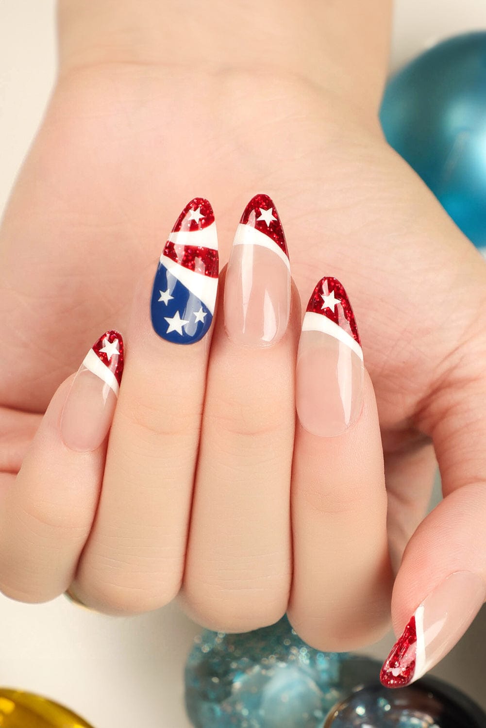 Patriotic Red Flag Nail Stickers for Flag Day