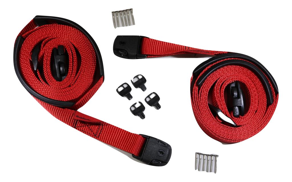 Kit completo de correas de viento para cubierta de spa con hebilla estándar roja | OPCIONES DE TAMAÑO