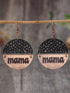 Retro Black Mama Pendant Leather Wooden Earrings