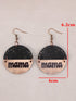 Retro Black Mama Pendant Leather Wooden Earrings