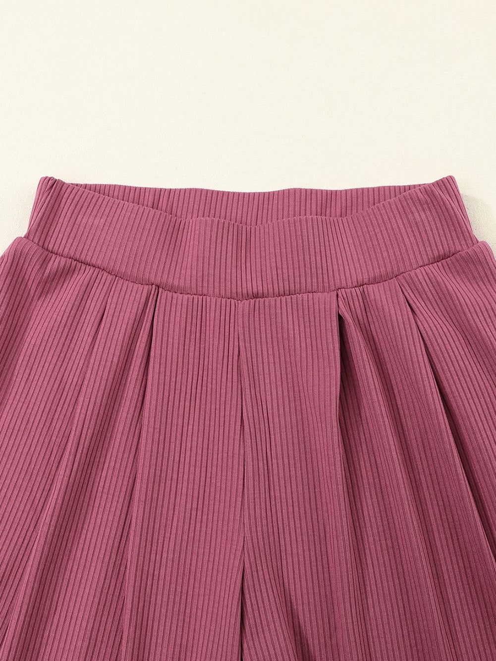 Autumnal Knit Two-Piece: Long Sleeve Top and Wide Leg Pants