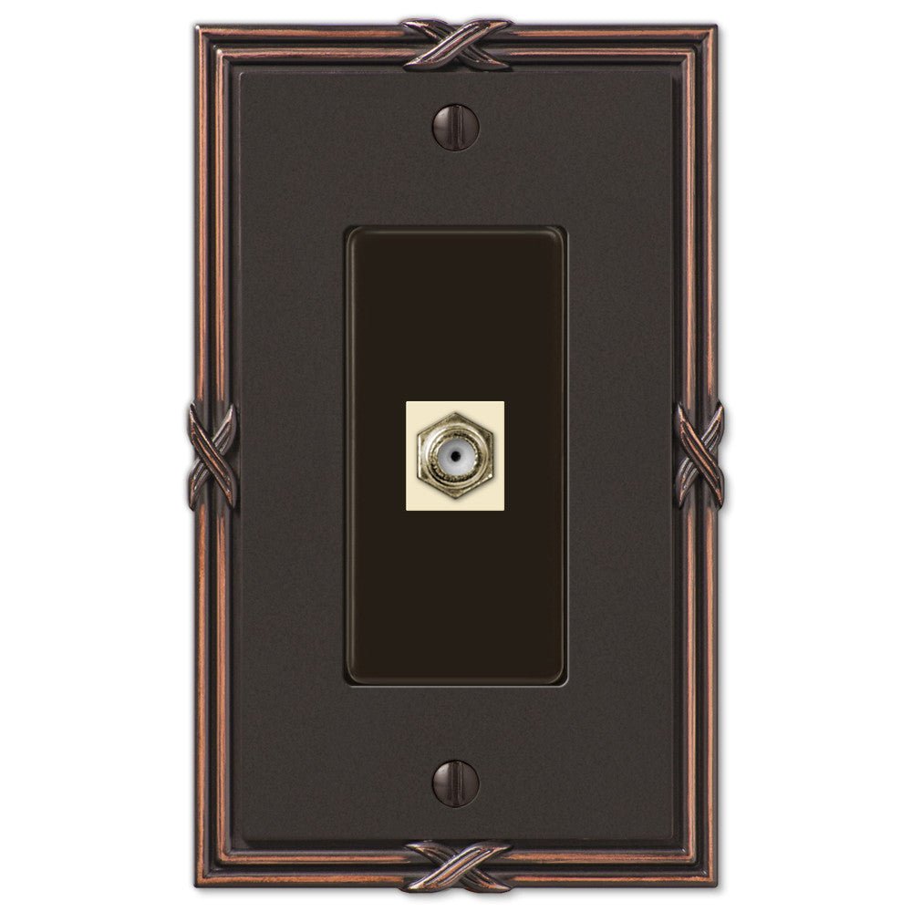 Placa de pared con conector para cable, bronce envejecido fundido con cinta y lengüeta