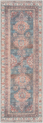 Alfombra lavable Baltinglass color óxido y azul - Liquidación