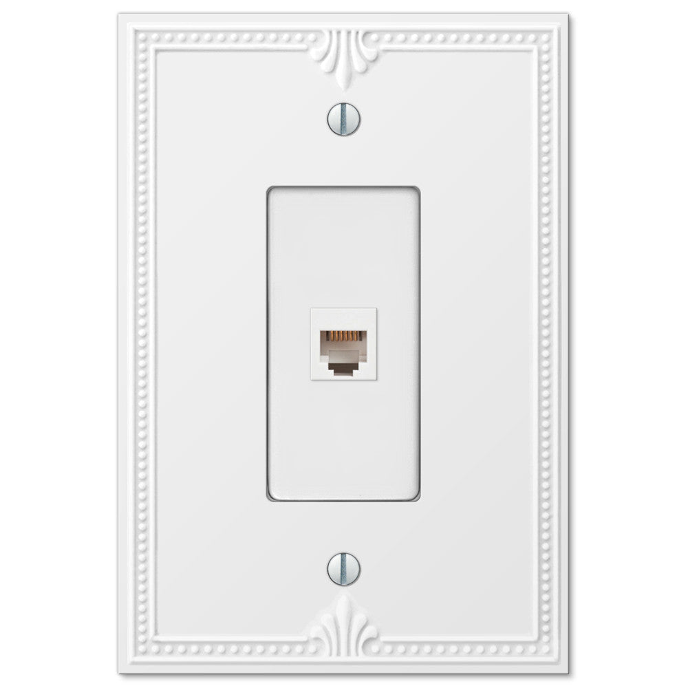 Placa de pared de plástico extragrande Richmond White - 1 toma de teléfono
