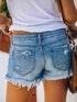 Trendy Ripped Denim Shorts with Unique Floral Design