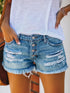 Trendy Ripped Denim Shorts with Unique Floral Design