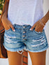 Trendy Ripped Denim Shorts with Unique Floral Design