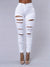White Ripped Denim - High-Waisted Skinny Leg
