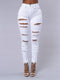 White Ripped Denim - High-Waisted Skinny Leg
