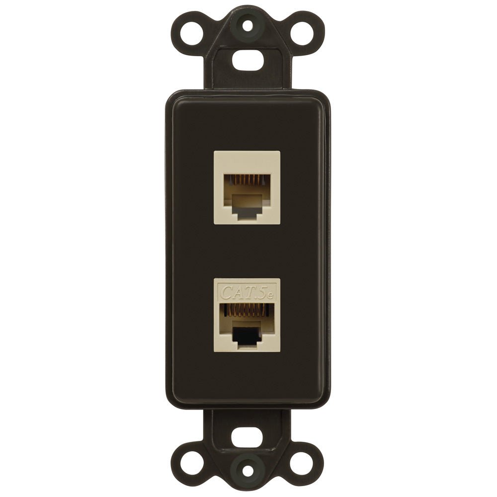 Inserto basculante marrón: 1 conector telefónico y 1 conector de datos