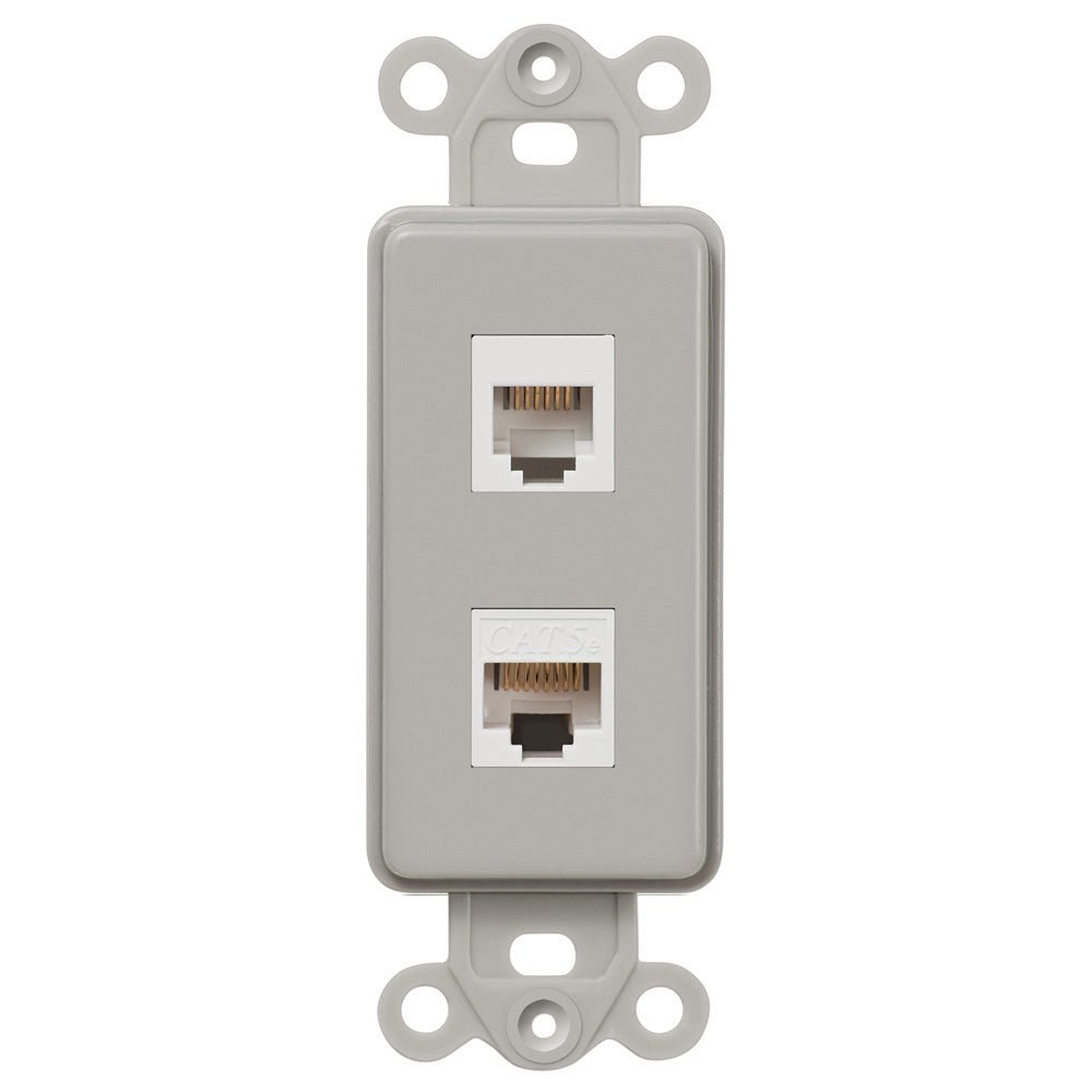 Inserto basculante gris: 1 conector telefónico y 1 conector de datos