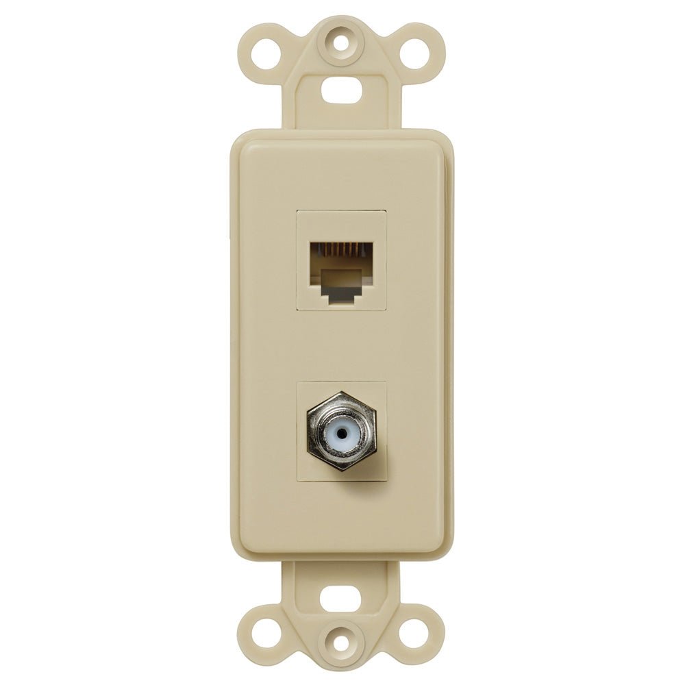 Inserto basculante marfil - 1 conector de cable / 1 conector de teléfono