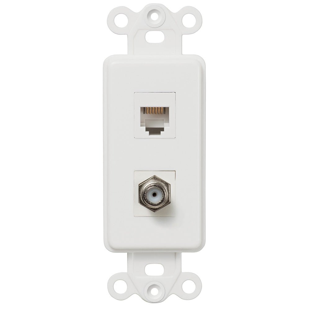 Inserto basculante blanco - 1 conector de cable / 1 conector de teléfono