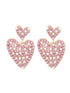 Romantic Pink Heart-Shaped Rhinestone and Pearl Earrings