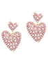 Romantic Pink Heart-Shaped Rhinestone and Pearl Earrings