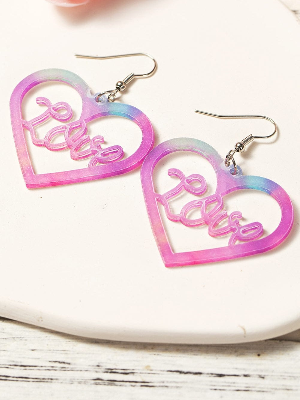 Romantic Pink Hollow Heart Earrings for Valentine's Day