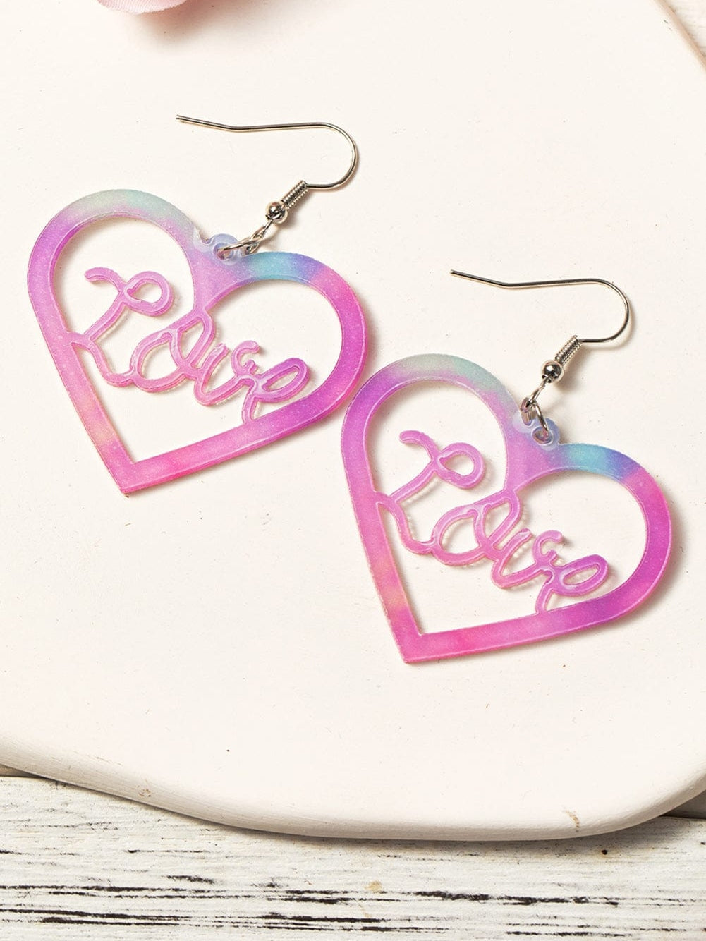 Romantic Pink Hollow Heart Earrings for Valentine's Day