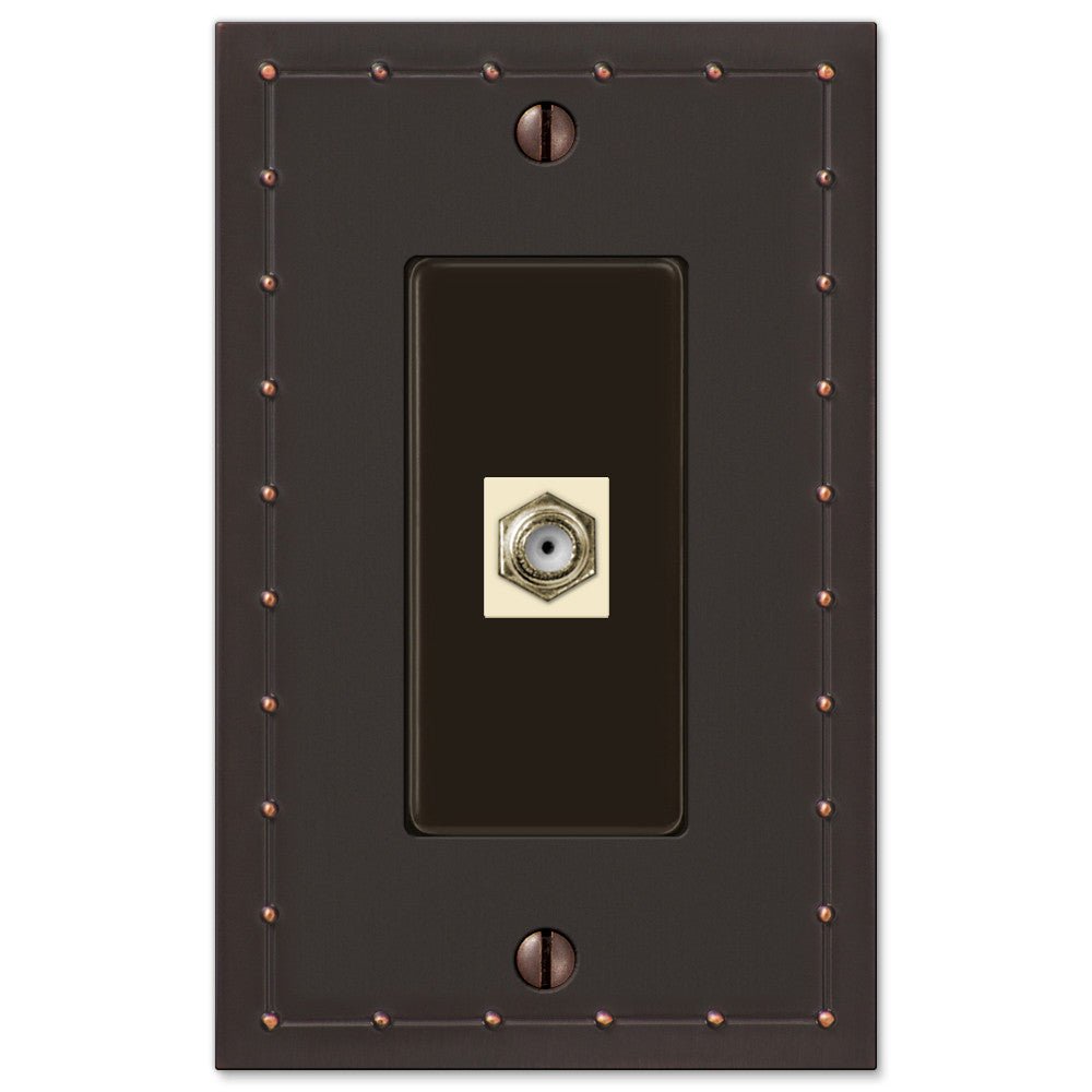 Placa de pared con conector para cable, bronce envejecido Rosa