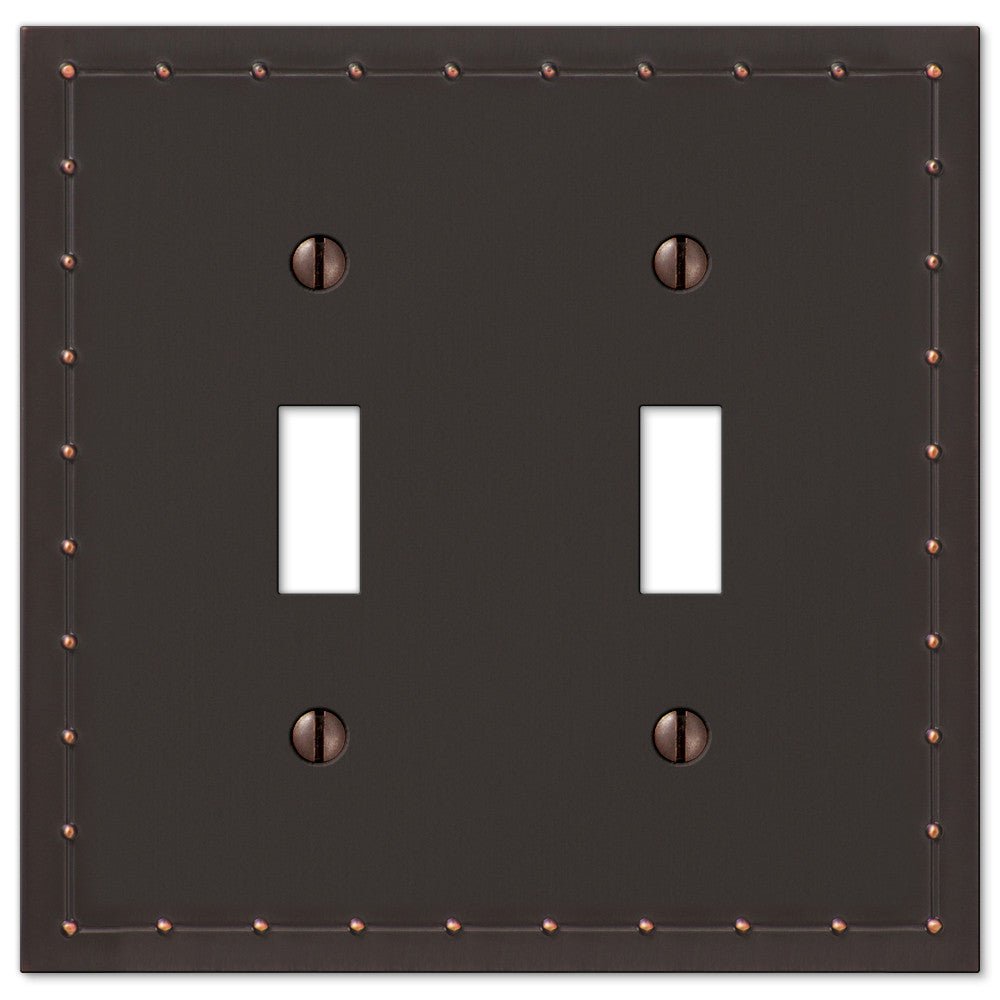 Placa de pared con 2 palancas de bronce envejecido fundido de Rosa