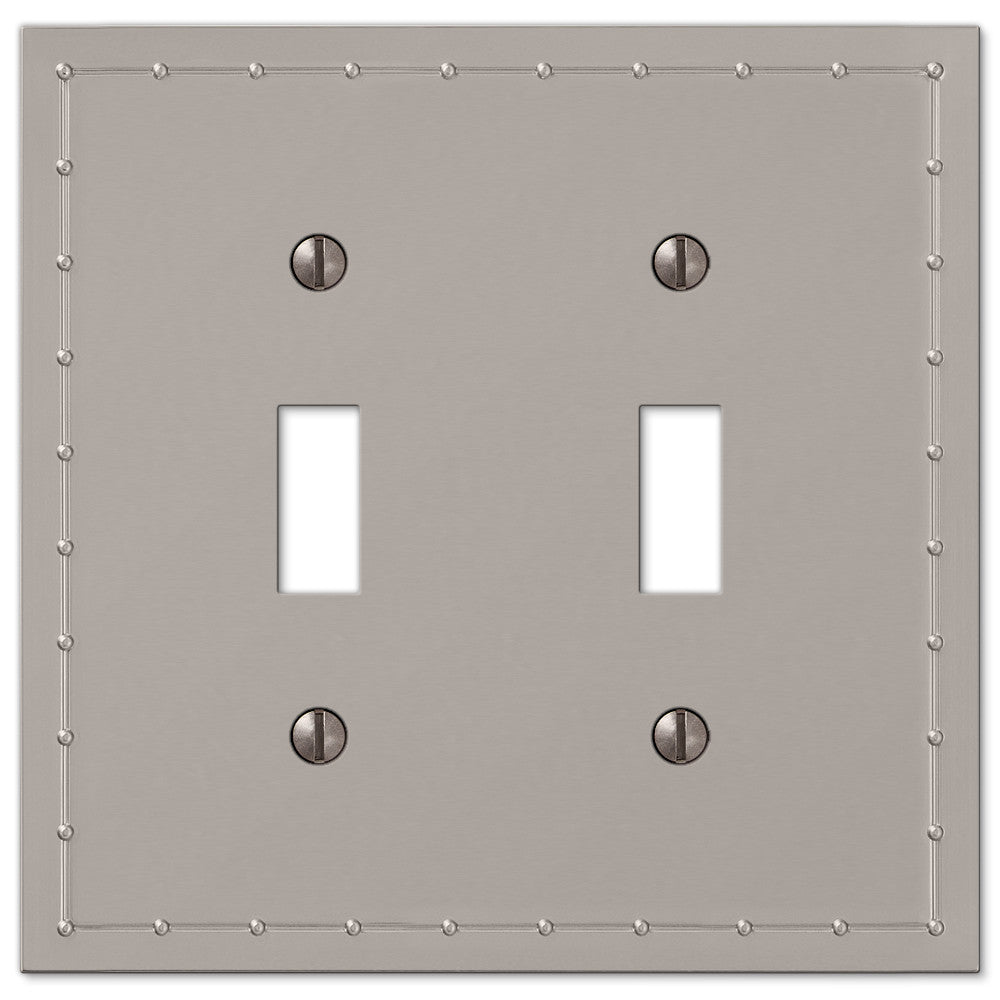 Placa de pared con 2 palancas de níquel satinado fundido en rosa