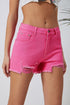 Rose Distressed Slim Fit High Waisted Denim Shorts for a Stylish Edge