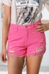 Rose Distressed Slim Fit High Waisted Denim Shorts for a Stylish Edge