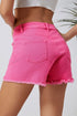 Rose Distressed Slim Fit High Waisted Denim Shorts for a Stylish Edge