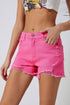 Rose Distressed Slim Fit High Waisted Denim Shorts for a Stylish Edge