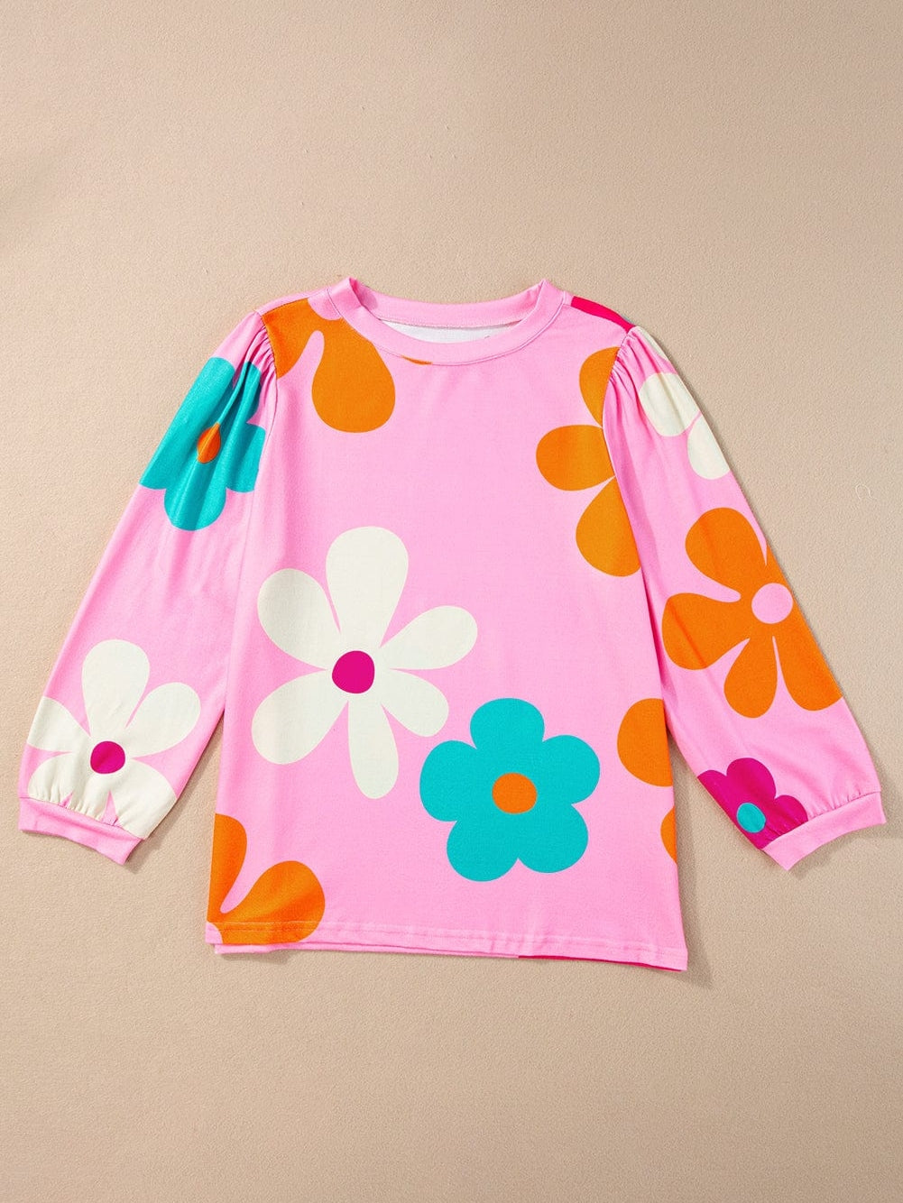 Floral Print Balloon Sleeve Top for Women