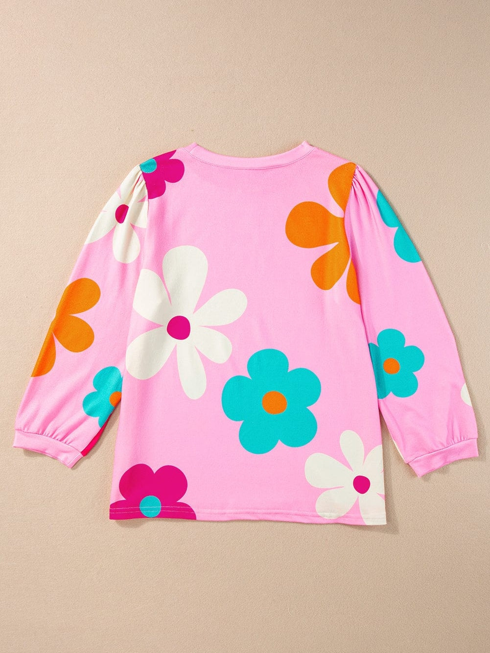 Floral Print Balloon Sleeve Top for Women