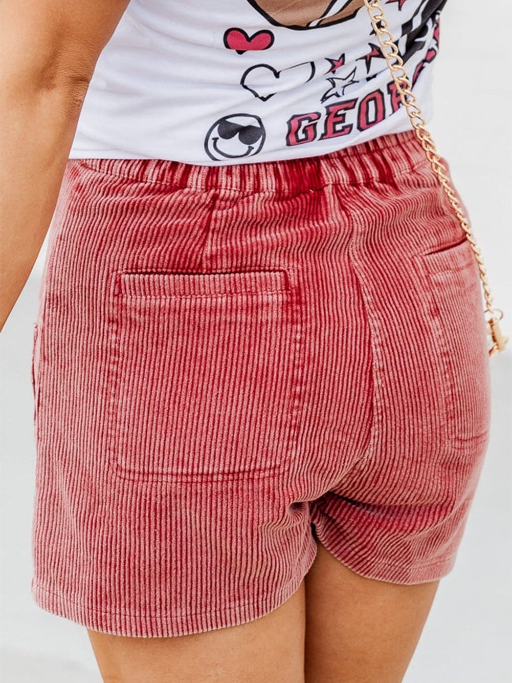 Rose Pink Vintage Corduroy Shorts with Mineral Wash Finish