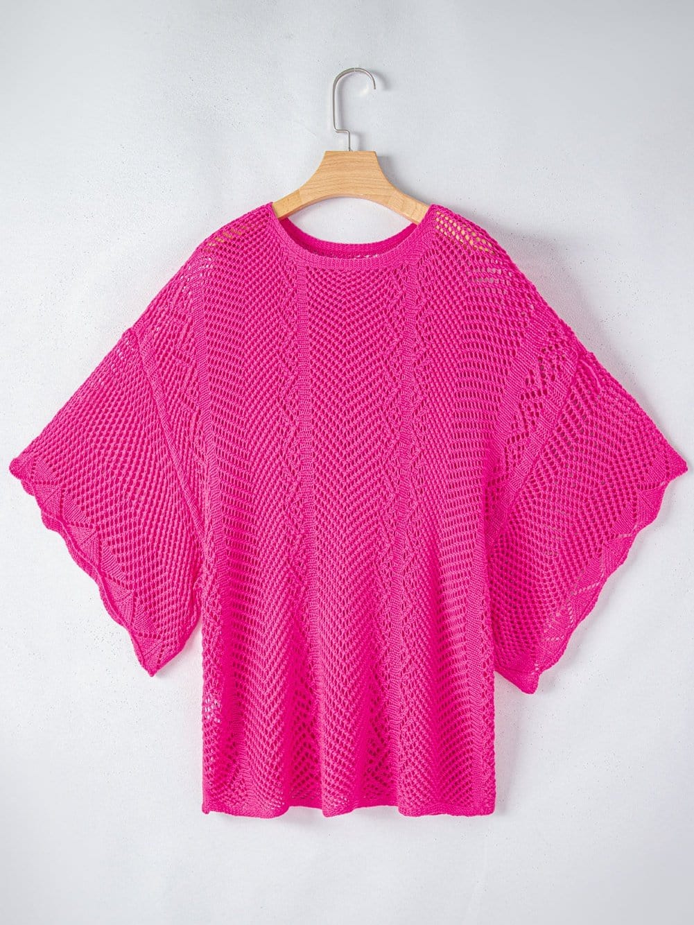 Pink Crochet Knit Blouse