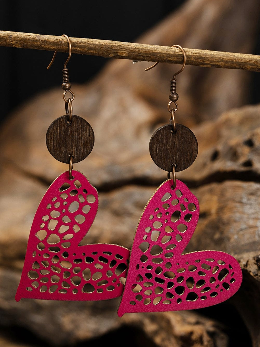 Love Heart Rose Red Hollow-out Valentine Earrings