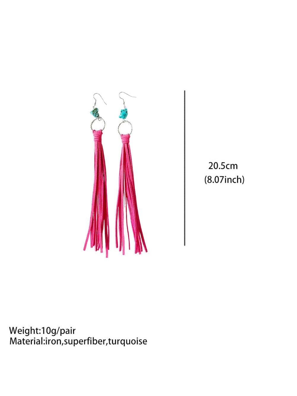 Rose Pink Western Turquoise O-ring Tassel Earrings