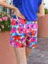 Rosy Floral Print High Waist Shorts