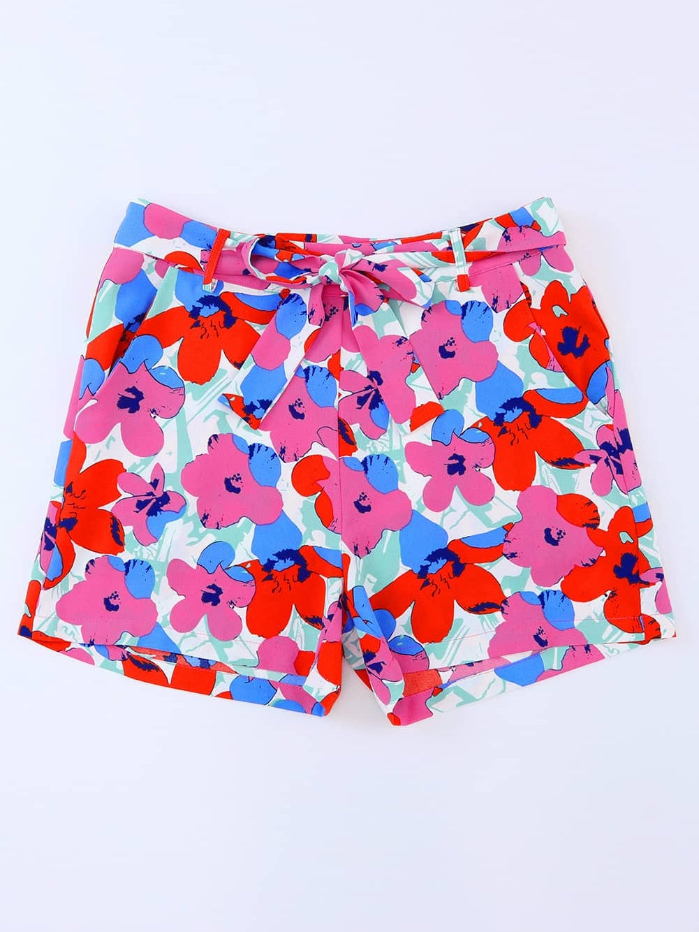 Rosy Floral Print High Waist Shorts