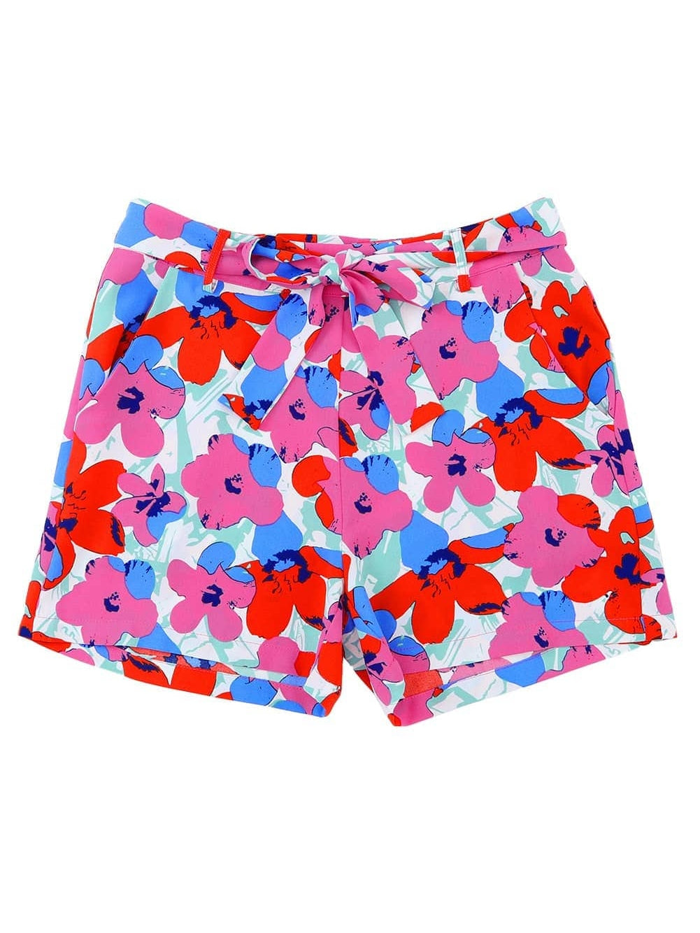 Rosy Floral Print High Waist Shorts