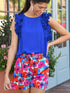 Rosy Floral Print High Waist Shorts