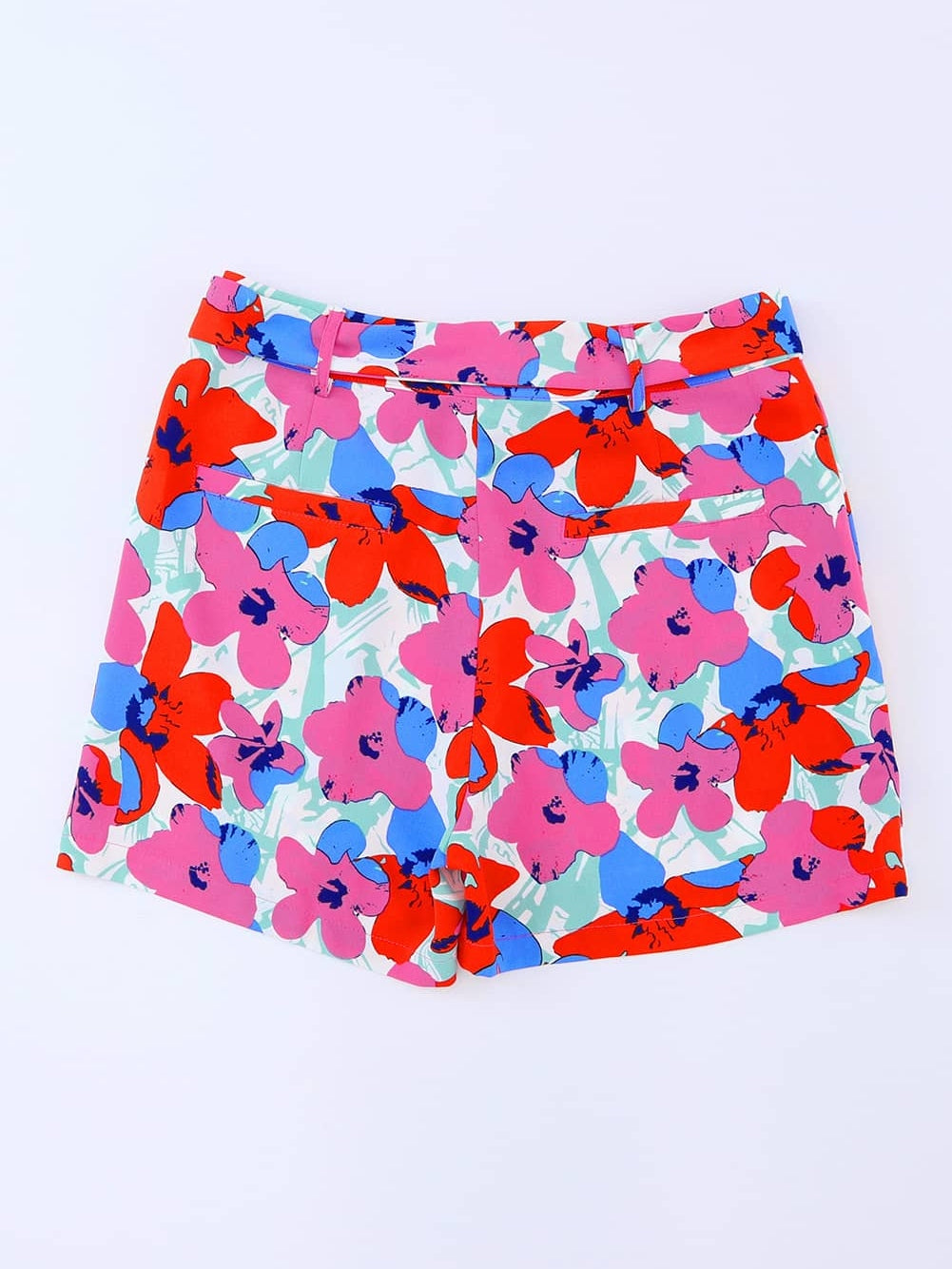 Rosy Floral Print High Waist Shorts