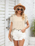 Ribbed Knit Mock Neck Top with Short Sleeves