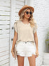 Ribbed Knit Mock Neck Top with Short Sleeves