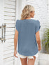 Ribbed Knit Mock Neck Top with Short Sleeves