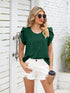 Ribbed Knit Mock Neck Top with Short Sleeves