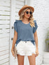 Ribbed Knit Mock Neck Top with Short Sleeves